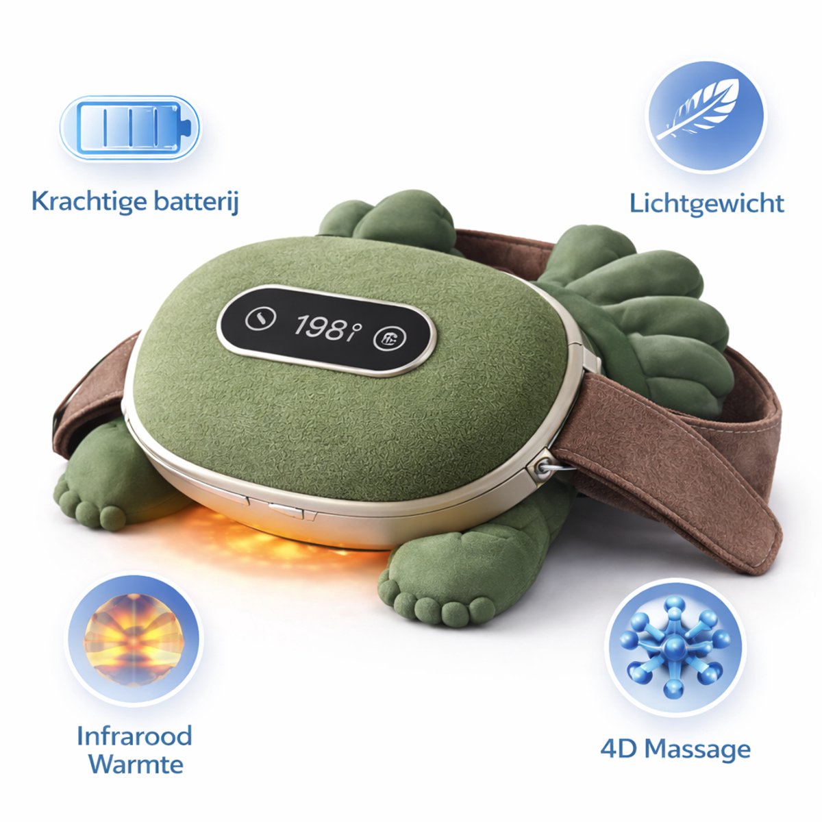 Nekmassage apparaat - Massage hand - LED Display & Draadloos - Nek & Schouder Massage - Shiatsu Massagekussen - Massage gun - Opulfy