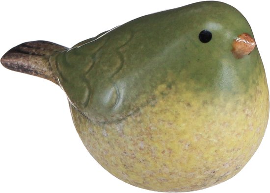 Kleine keramische vogel keramiek decoratie lentegroen 8,5cm 4 st, 4 St