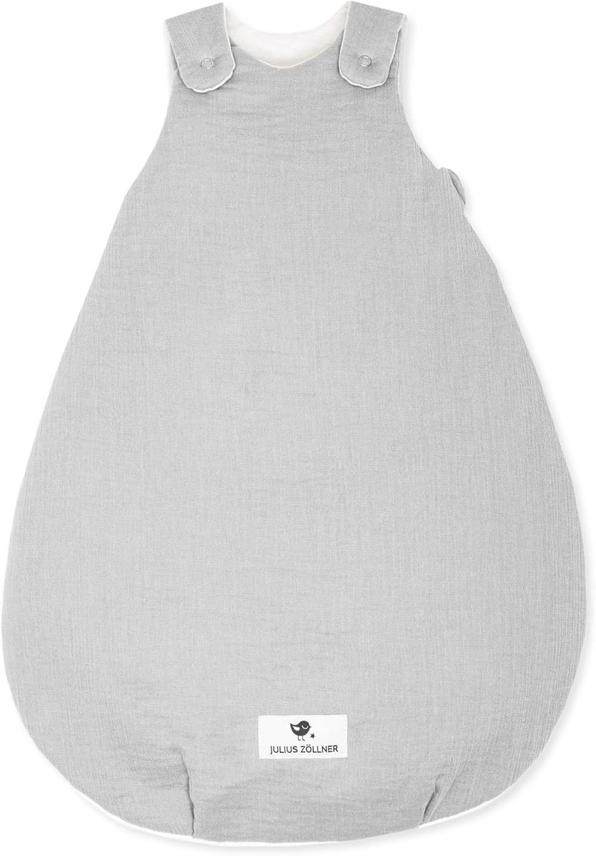 Mousseline babyslaapzak 2,5 TOG, 100% katoen, Oeko-Tex, grijs, maat 68/74