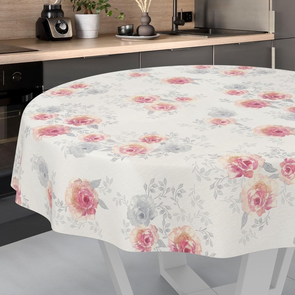 Ronde Tafelkleed Wasbaar Waterafstotend Met Roosdessin 120 cm