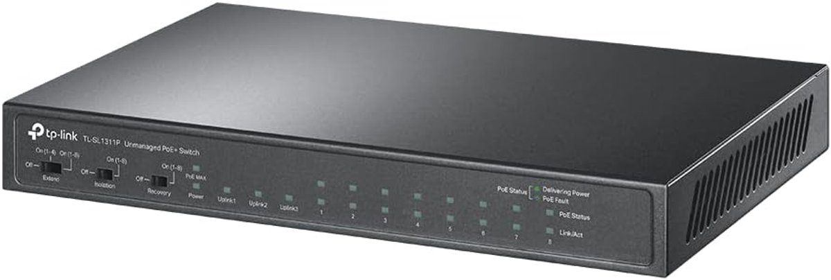Netwerk Switch - Ethernet Hub - Snelle Netwerkverbinding - 11 Poorten Totaal - 20x15x15cm - Zwart