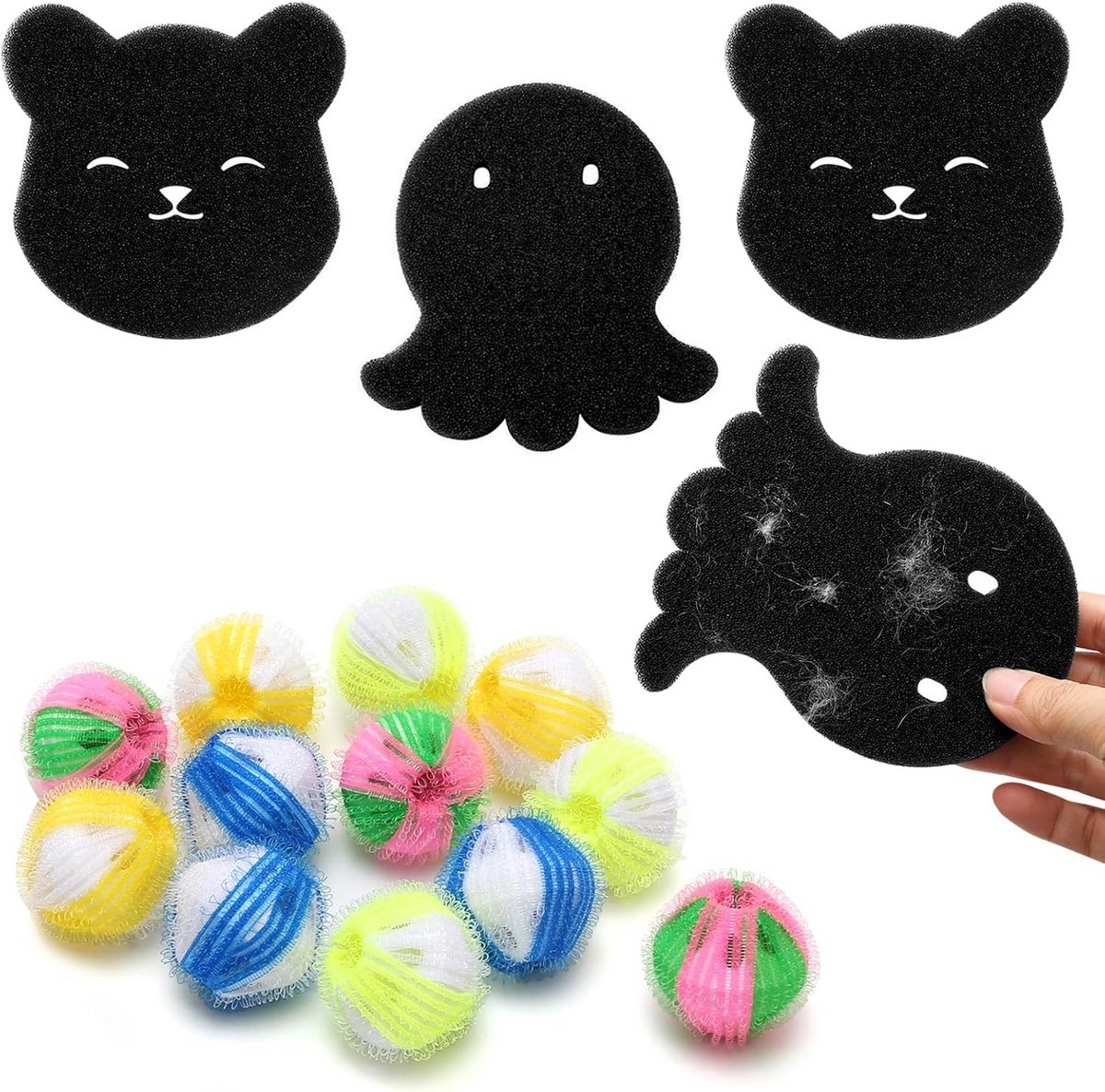 Wasmachine Haarvanger - Pluisverwijderaar Set - Schoon Wassen - Herbruikbaar Ontwerp - 16 Stuks - Blauw Oranje