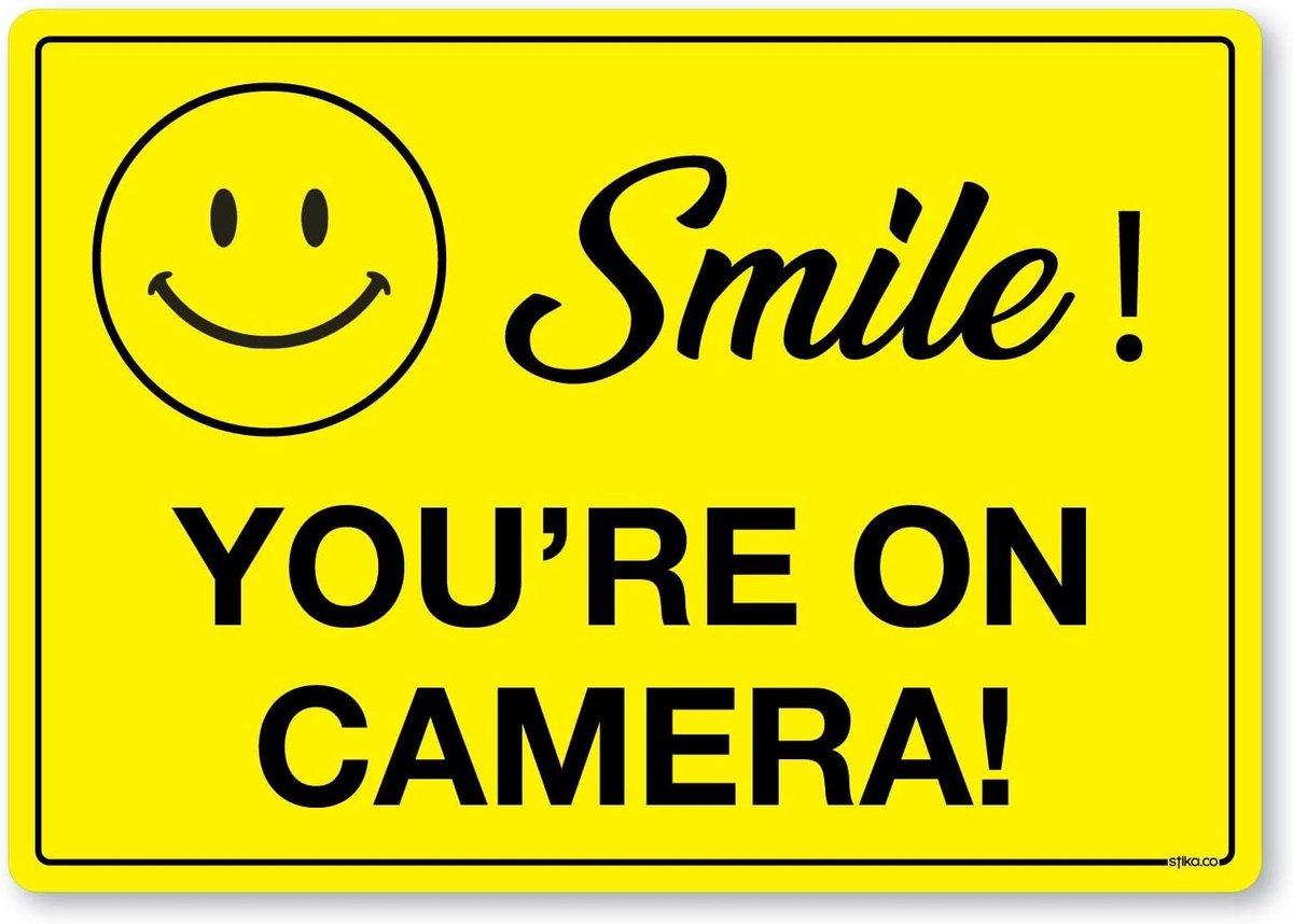 Camerabewaking Sticker - Veiligheidsbord Waarschuwing - Beveiliging Verhoging - Zelfklevend Vinyl - A5 Formaat - Geel