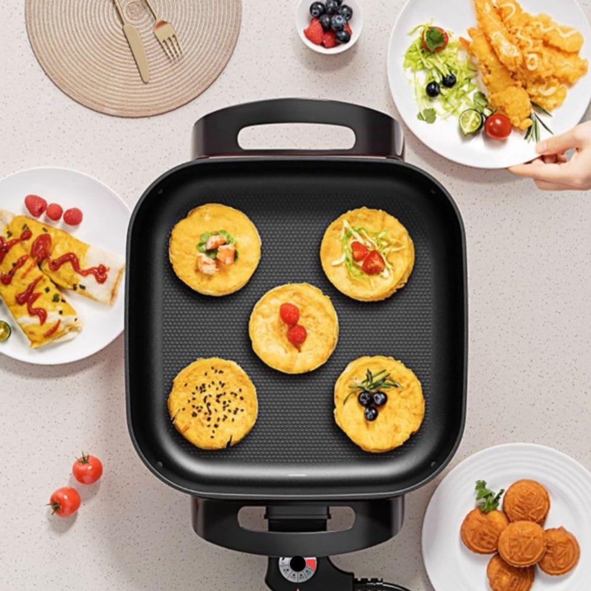 Multifunctionele Elektrische Pan 5L met Antiaanbaklaag - Slowcooker en Kooktoestel – foto 2