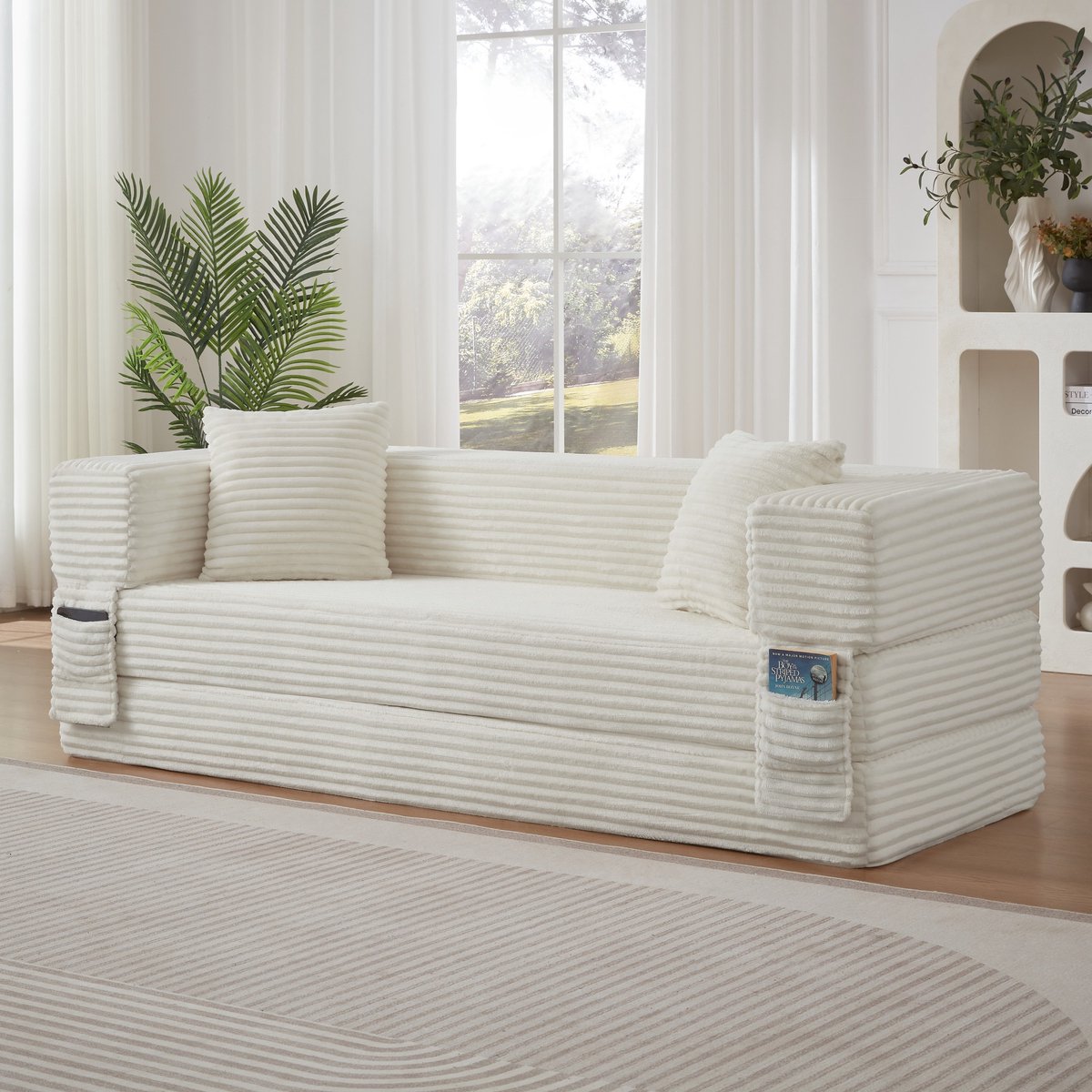 PHOEBE CAT Bank - Corduroy - Slaapbank - Slaapfunctie - Geen montage nodig - Wit
