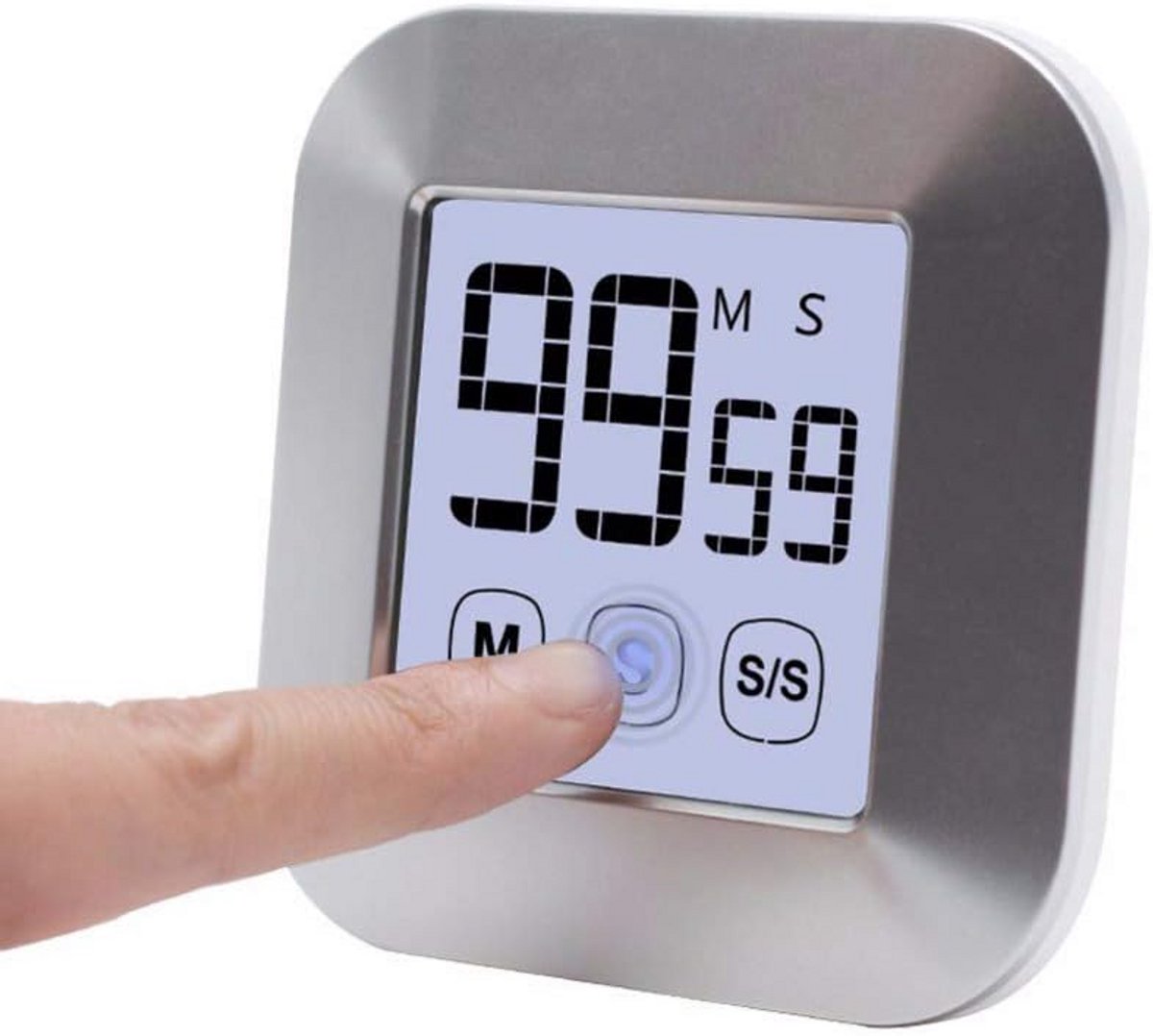 Digitale touchscreen keukentimer LCD afteltimer 6-24 uur roestvrij staal