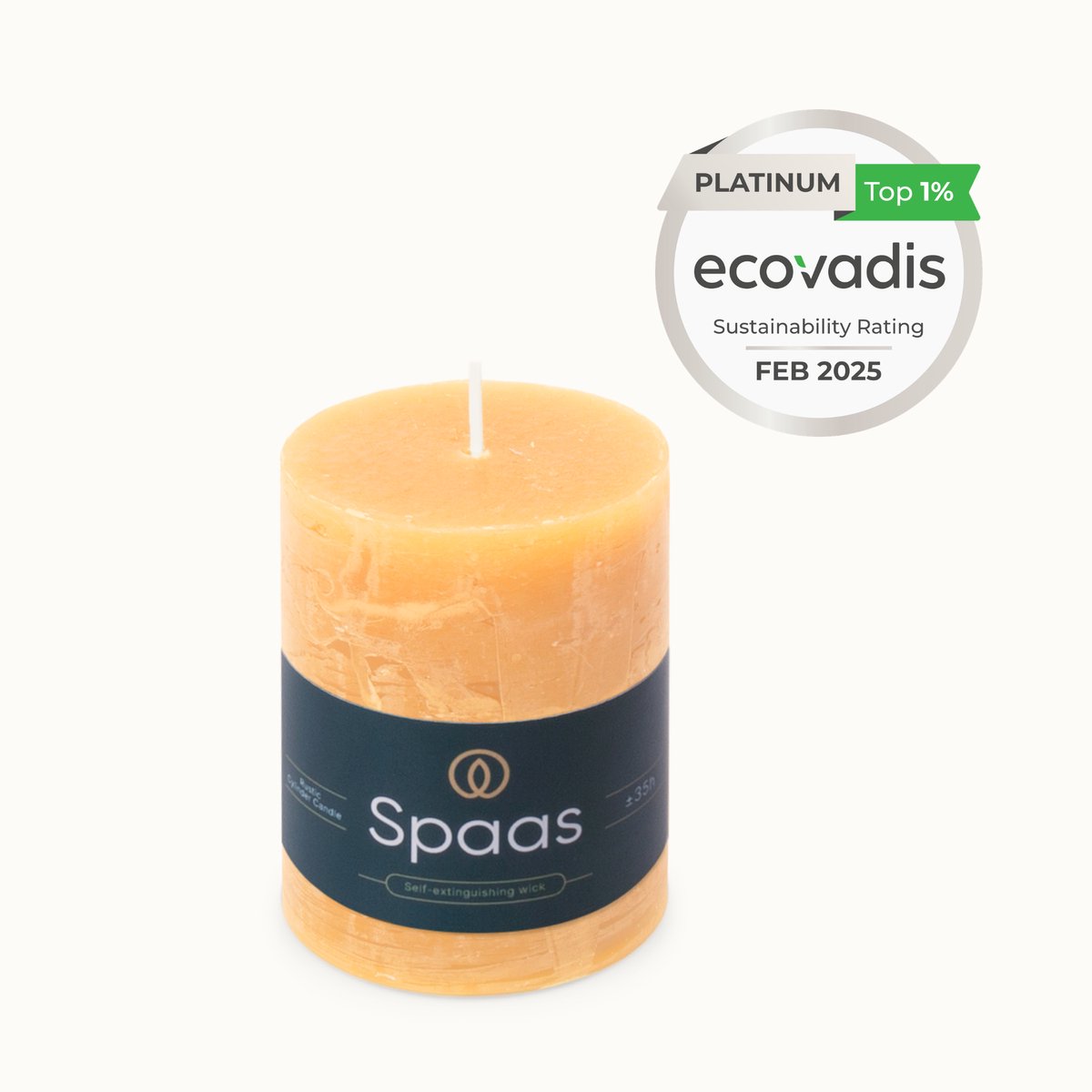 SPAAS Rustieke Stompkaarsen – Zandkleur - 70/95mm - circa 35u - 5 kaarsen