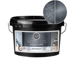 My Color Room Metallic Muurverf - Hoogglans Afwerking - Waterbasis - Terpentine vrij - Antraciet - 1 Liter