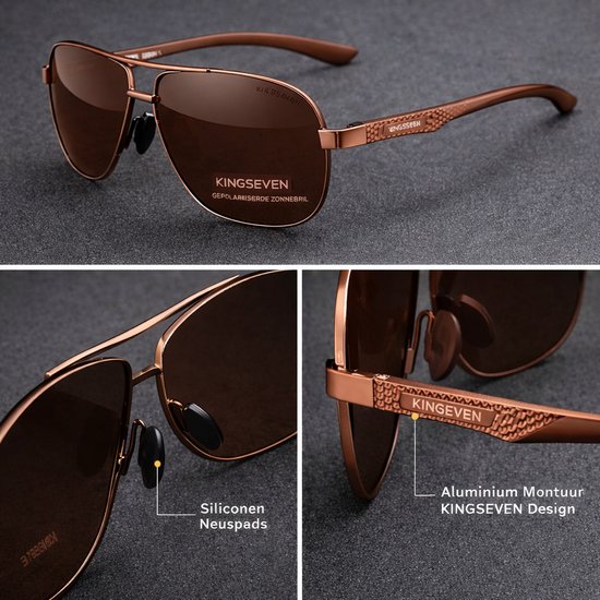KingSeven Brownstar - Pilotenbril met UV400 en polarisatie filter - Z188 van Kingseven — afbeelding 5