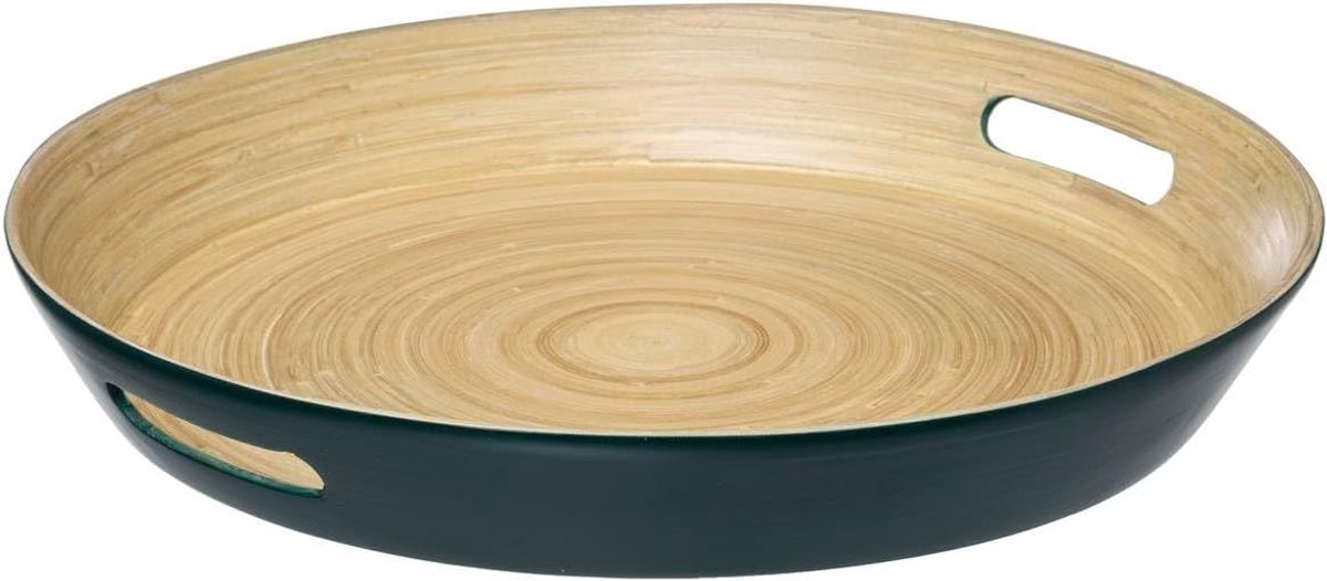 Ronde bamboe serveerschaal 42 cm - Houten dienblad voor hapjes en decoratie