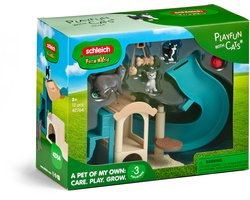 Schleich kattenspeelgoed speelset met krabpaal en wip.