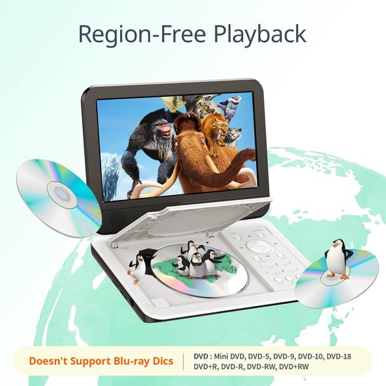 Draagbare DVD speler - Portable DVD speler - Met USB en Accu - Voor in Auto - Autovideo — afbeelding 4