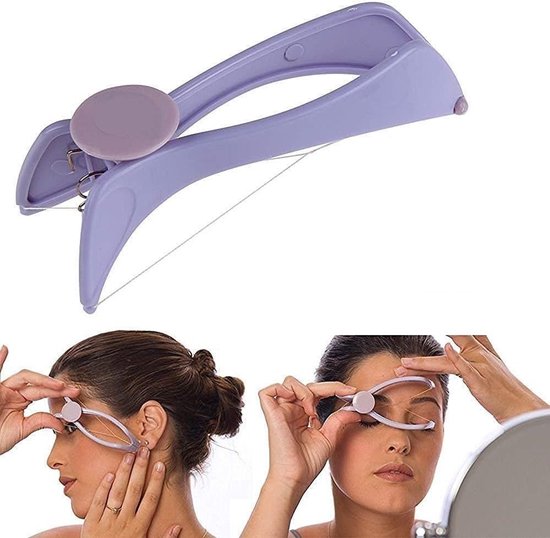 Ontharingsapparaat - Gezichtsepilator - Draadepilator - Handmatig - Systeem voor het verwijderen van wenkbrauw-, gezichts- en lichaamshaar - Epilator - Paars