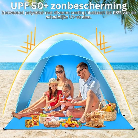 White-Label® Strandtent UV Bescherming - Strandtent Baby Pop Up - Strandtentje Extra Licht - Strandschelp - Strand Tent - Blauw van White-Label® — afbeelding 5