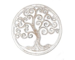 Houten Wanddecoratie Levensboom Mandala 40 cm Wit