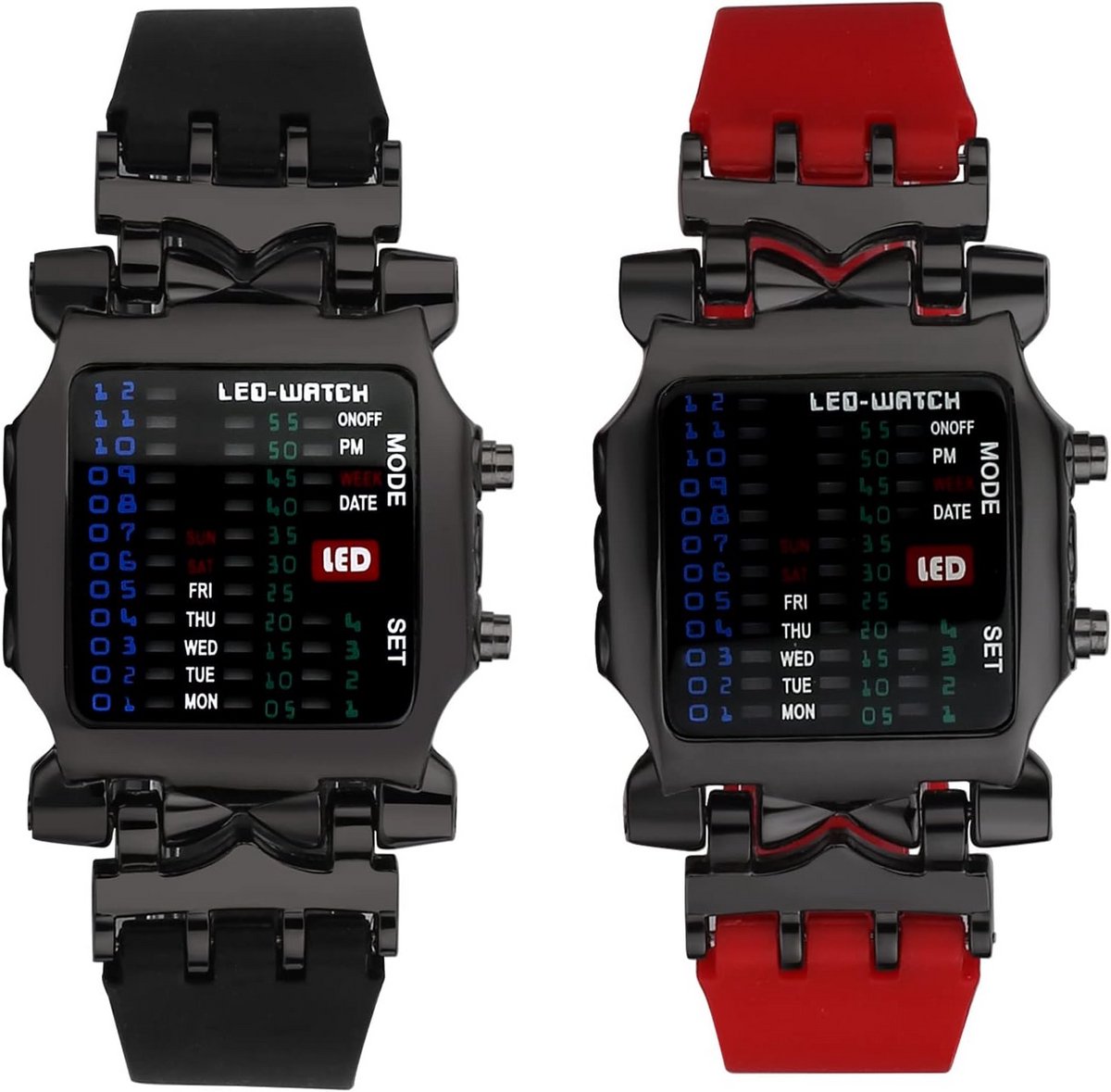 Uniek Binaire LED Horloge met Siliconen Band voor Dagelijks Draagplezier