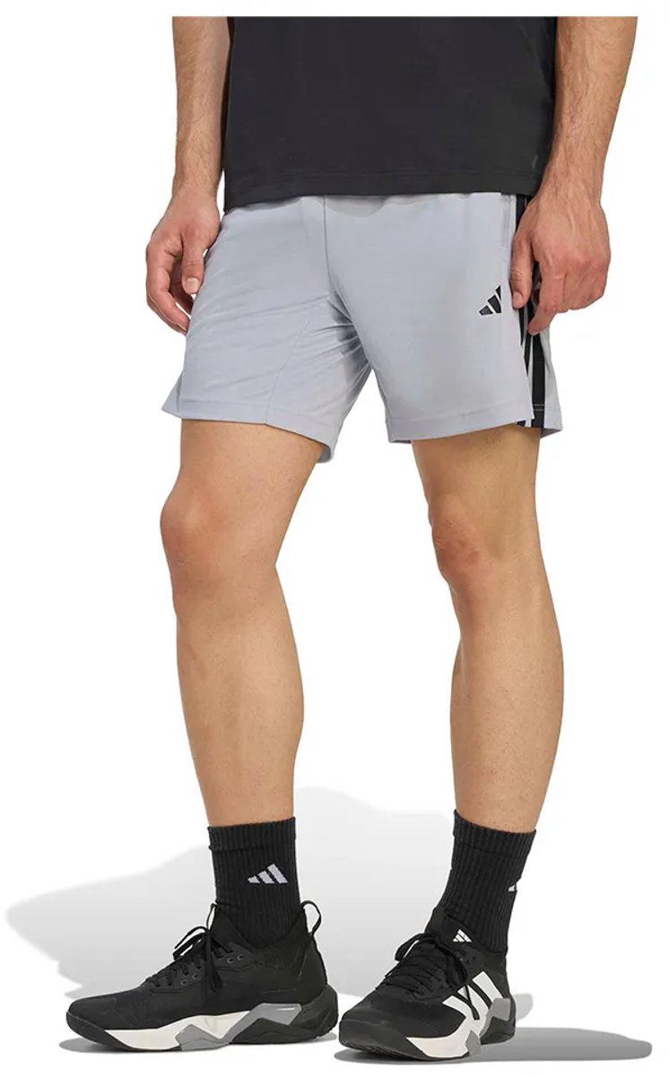Adidas Workout Essentials Base 3 Stripes Pique 7´´ Korte Broek Regular Man Zilver
