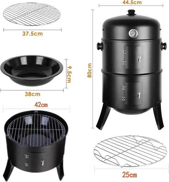 Betaalbare Goederen® houtskool bbq - buitenkeuken - zwart - Barbecue - barbeque - barbecues - gas - familie - houtskoolgrill van Merkloos — afbeelding 2