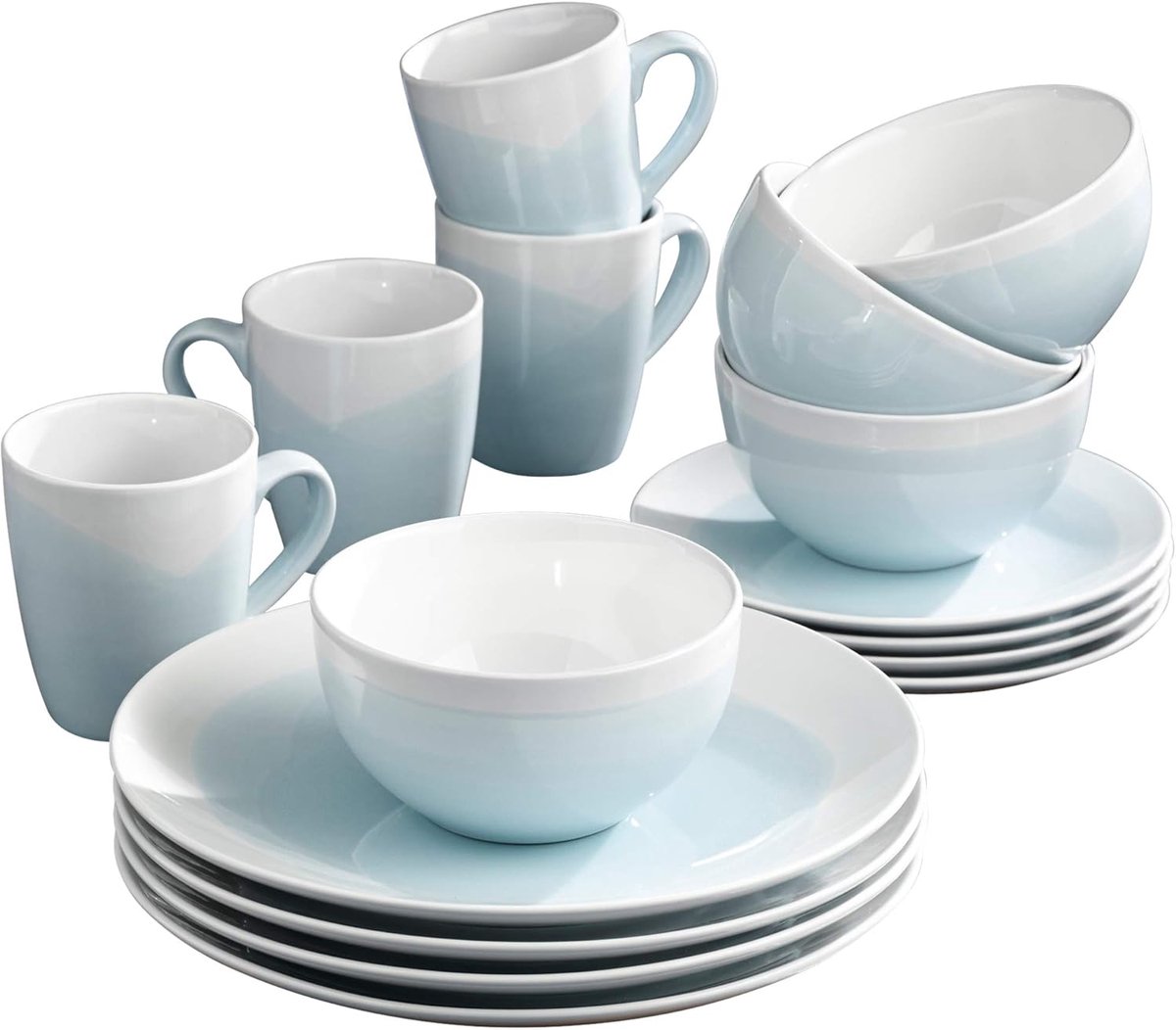 16-delige Servies Set Geglazuurd Tafelgerei in Mint Groen