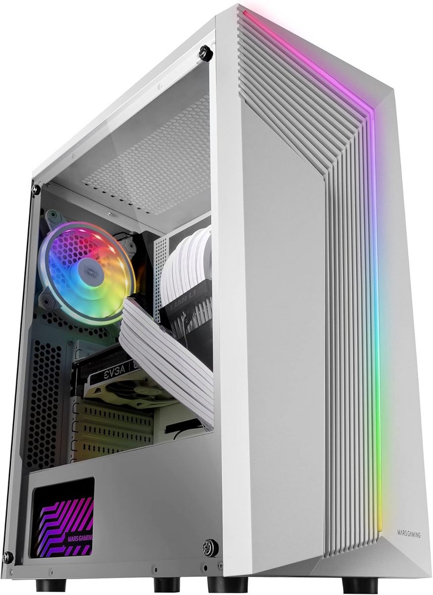 Computer Behuizing - ATX Kast - PC Bouwen - ARGB Verlichting - 42x19x36 cm - Wit