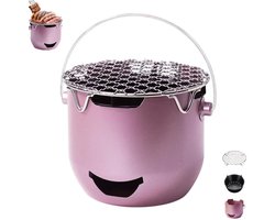 Draagbare houtskoolgrill - Mini roestvrijstalen houtskoolgrill - Paars - Kleine buitengrill - Mini houtskoolgrill - 2-in-1 buitengrill voor kamperen - Geschikt voor kamperen, barbecueën in de achtertuin, camper, picknicks
