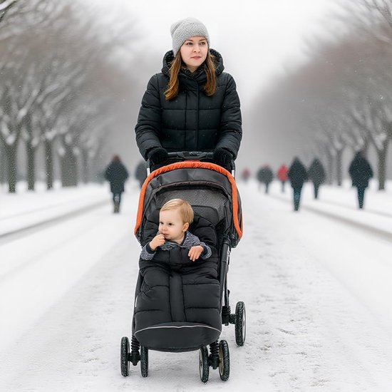 Kinderwagen Voetenzak - Winterdeken Kinderwagen - Baby Warm Houden - Waterdicht Winddicht - 97 x 44 cm - Zwart — afbeelding 2