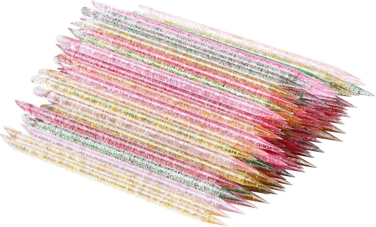 100 Stuks Professionele Nagelriemschuivers van Kunststof met Dubbele Kop voor Manicure en Pedicure