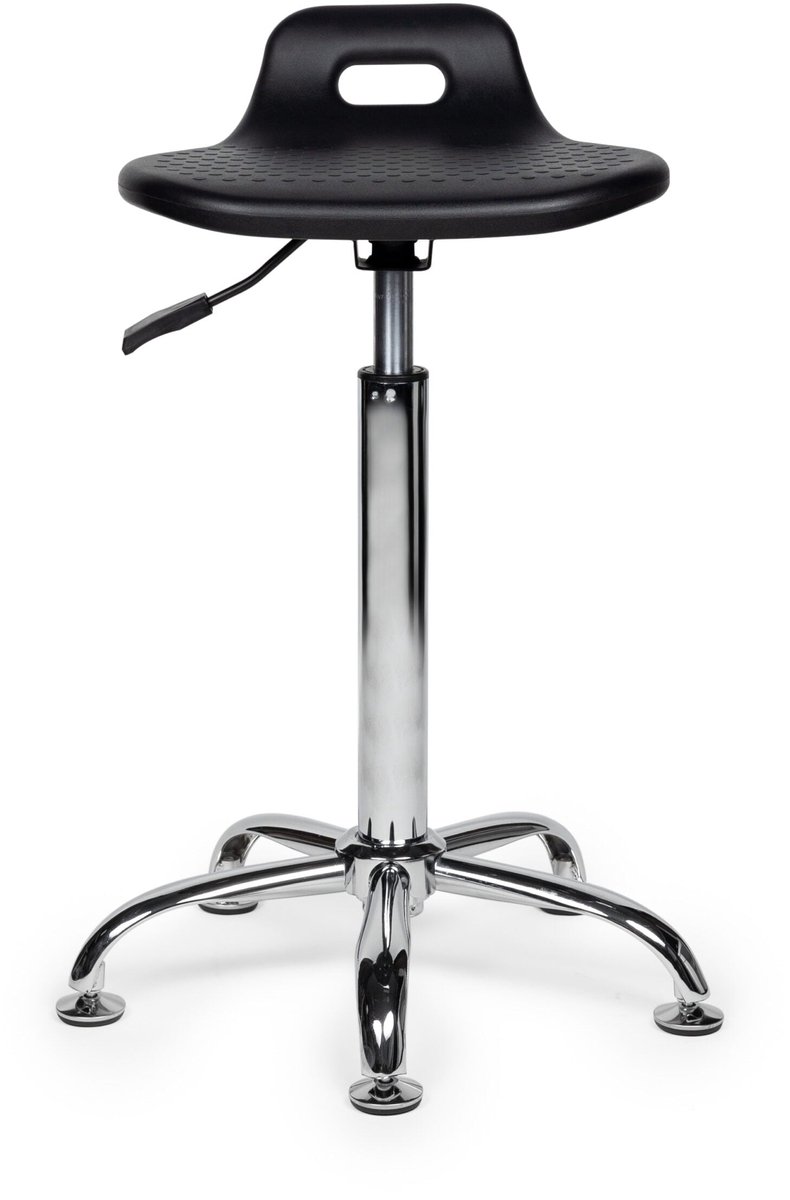 Ergonomische Stahulp Kruk Zwart Laag (40-57cm) / zonder Voetsteun / Standaard wielen