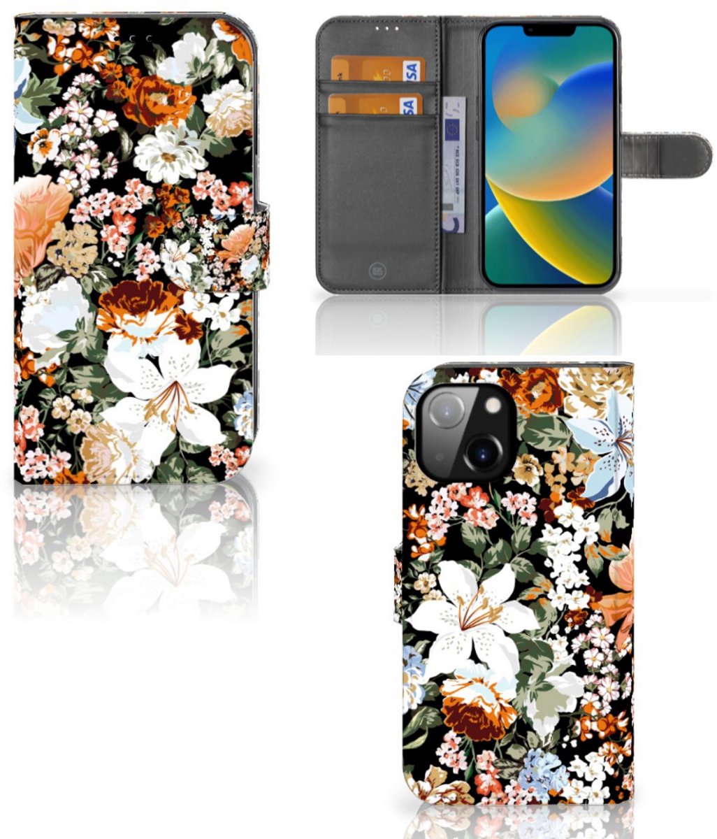 Hoesje voor Apple iPhone 14 Dark Flowers