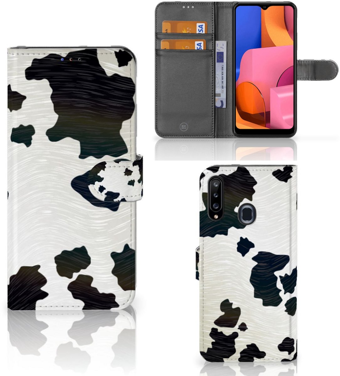 Samsung Galaxy A20s Telefoonhoesje met Pasjes Koeienvlekken