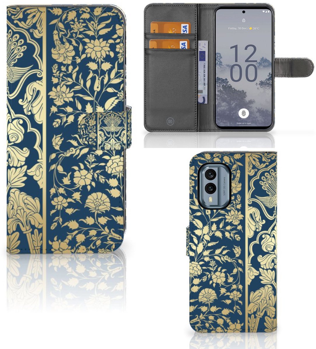 Nokia X30 Hoesje Beige Flowers