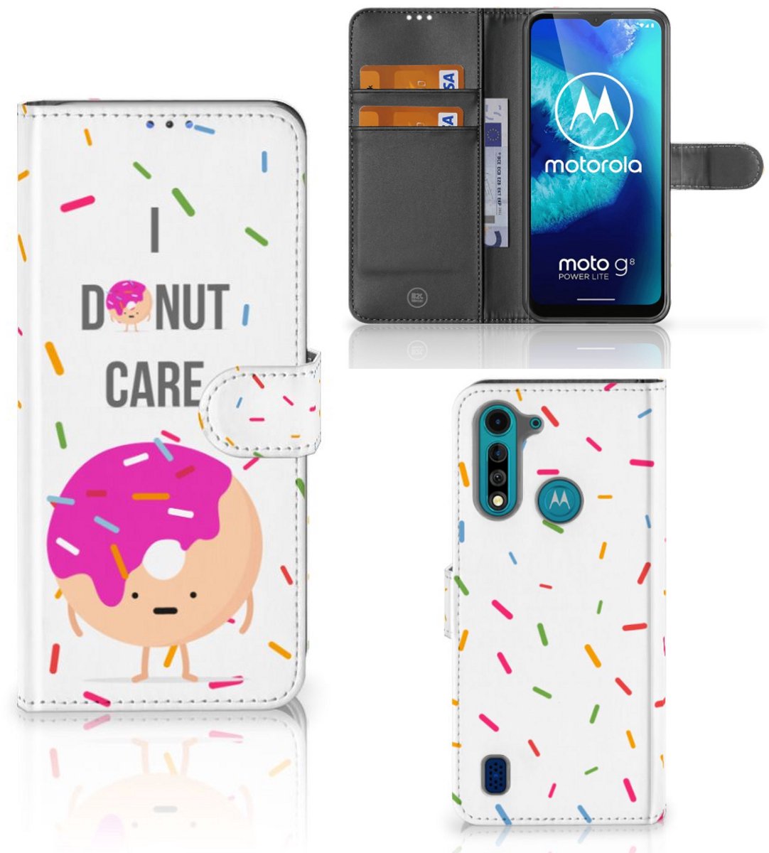 Motorola G8 Power Lite Book Cover Donut Roze