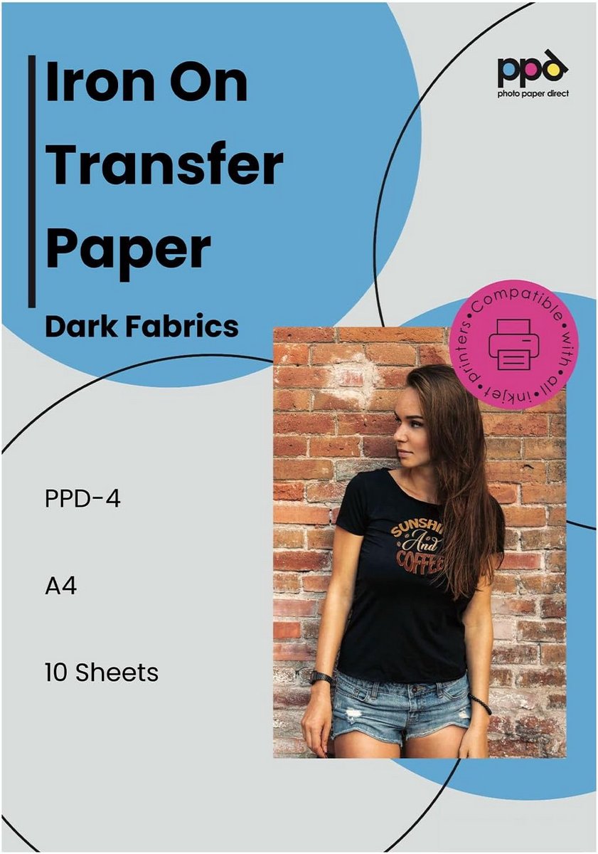 A4 Inkjet T-shirt Transfer Papier voor Donker Textiel - 10 Vellen