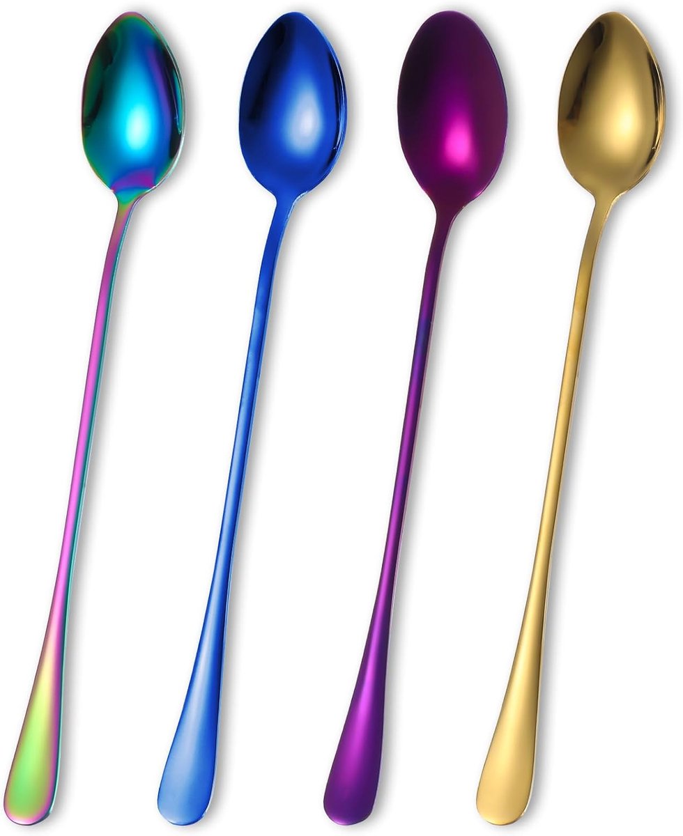 Lange Lepels voor Latte Macchiato, IJs en Cocktails - Set van 4