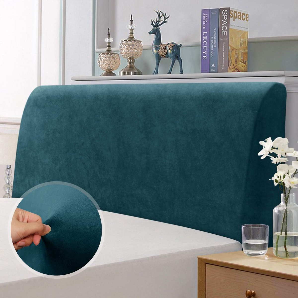 Elastische Hoofdbordbekleding voor Bed - Donkergroen, 150-170 cm