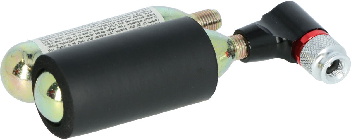 Dresco CO2 Pomp & 16g CO2 Patroon - Voor CO2 patronen van 16 & 25 gram - Inclusief 16gram CO2 patroon - Voor alle soorten fietsventielen - Snel oppompen onder hoge druk - Met CO2 schroefdraad aansluiting