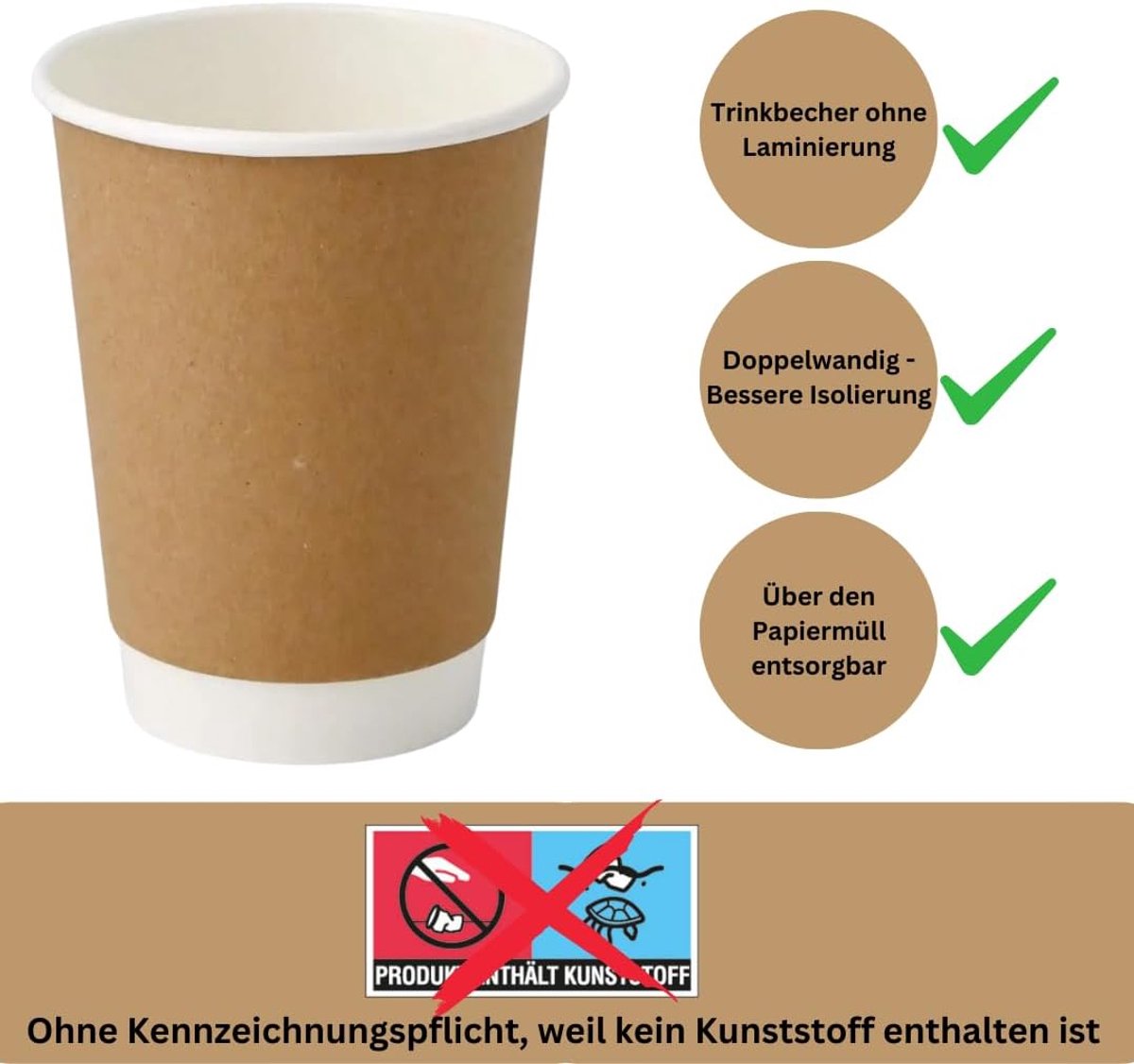 Duurzame dubbelwandige papieren koffiebekers 200 ml - Plasticvrij en isolerend - Ideaal voor warme en koude dranken