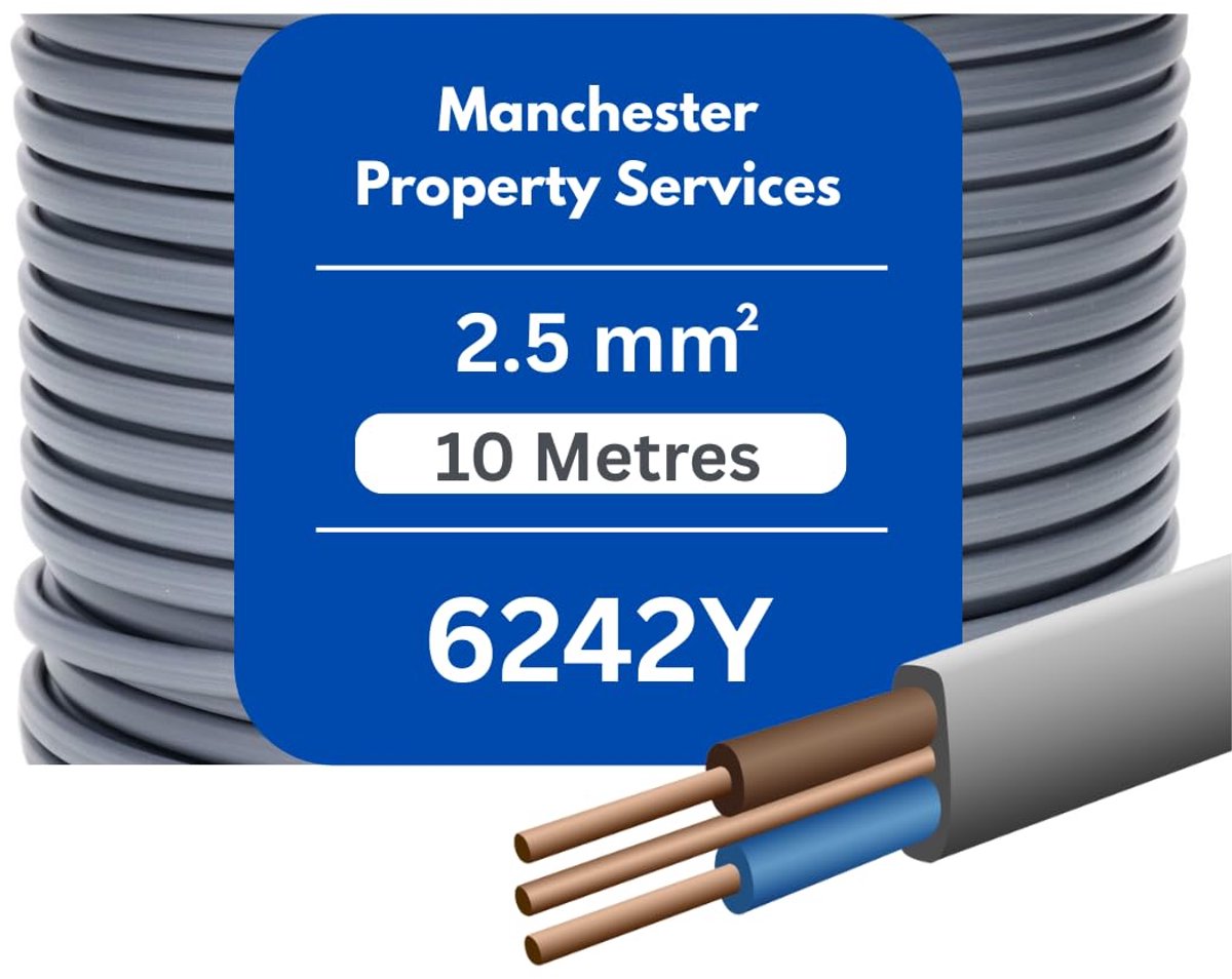 Elektrische kabel 1,5 mm / 2,5 mm / 6 mm - op maat gesneden grijs (10 meter)