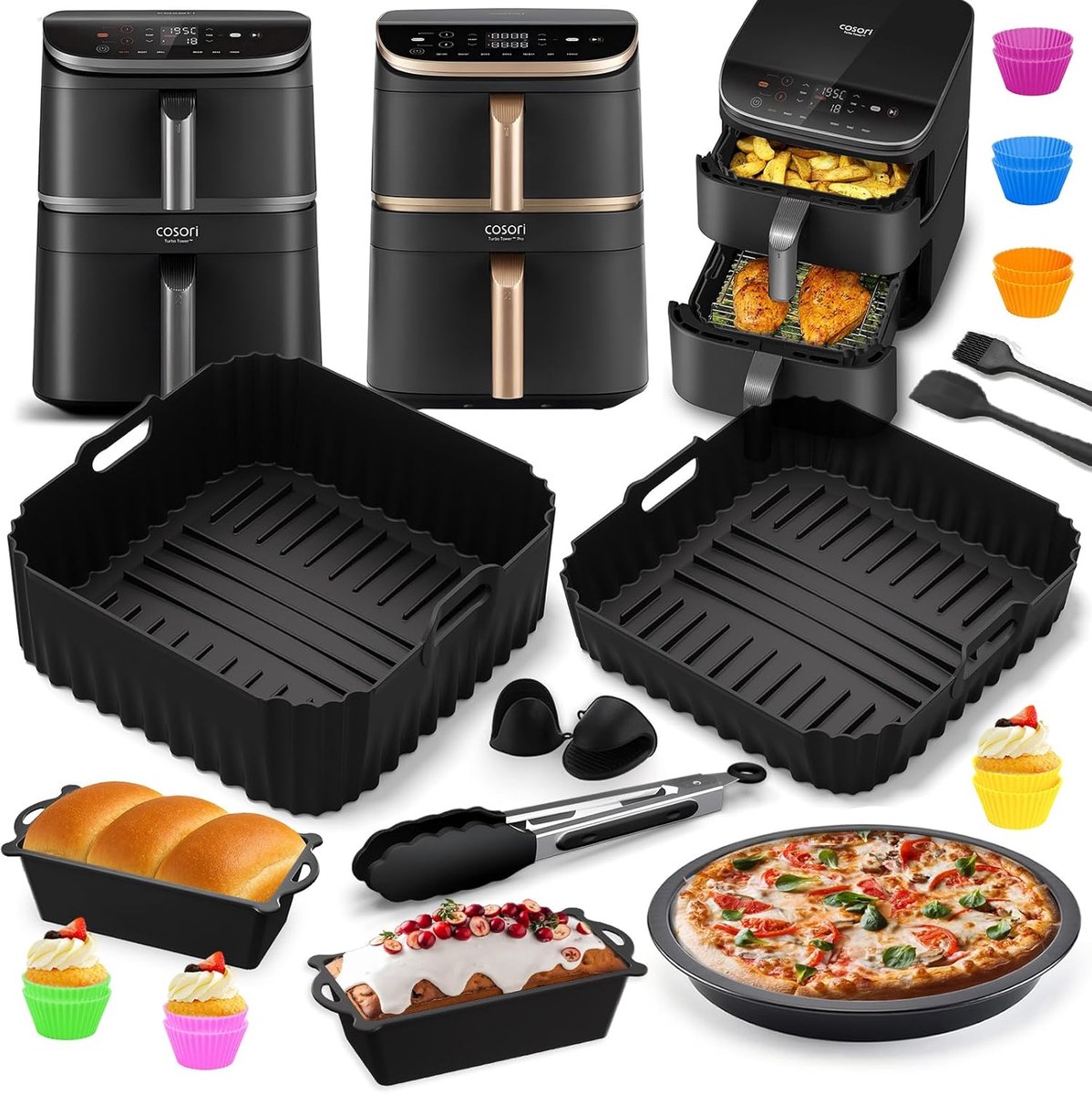 Accessoires voor Heteluchtfriteuses - Siliconen Cake- en Broodvormen voor 10,8L Modellen