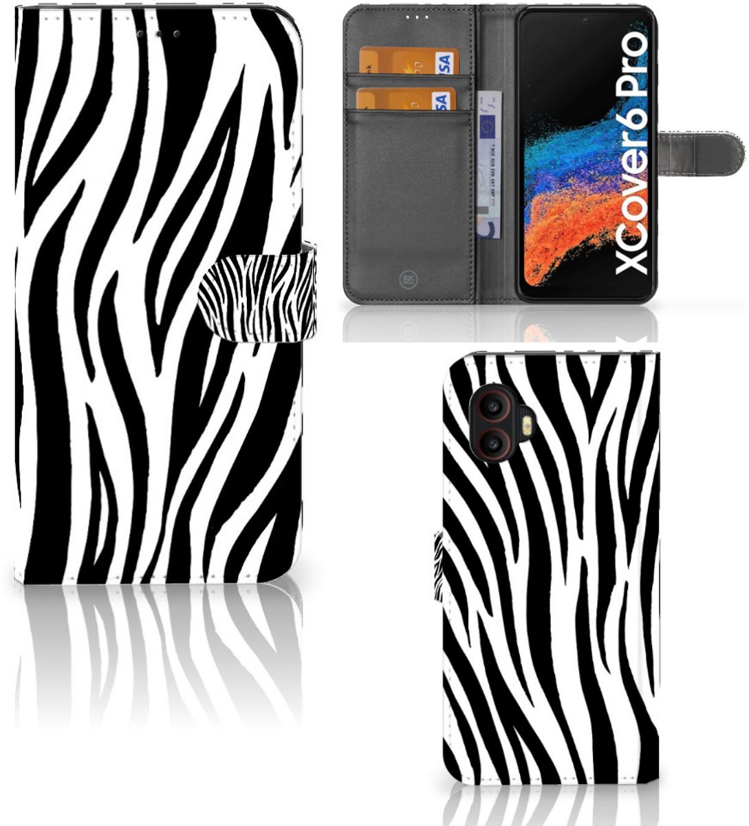Samsung Galaxy Xcover 6 Pro Telefoonhoesje met Pasjes Zebra