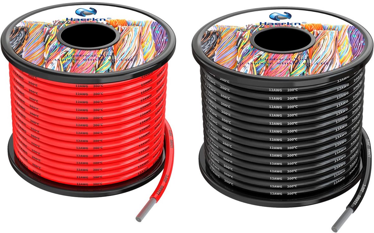 Siliconen Elektrische Draad 3,3 mm² 12 AWG - 20 Meter met Hoge Temperatuur Weerstand