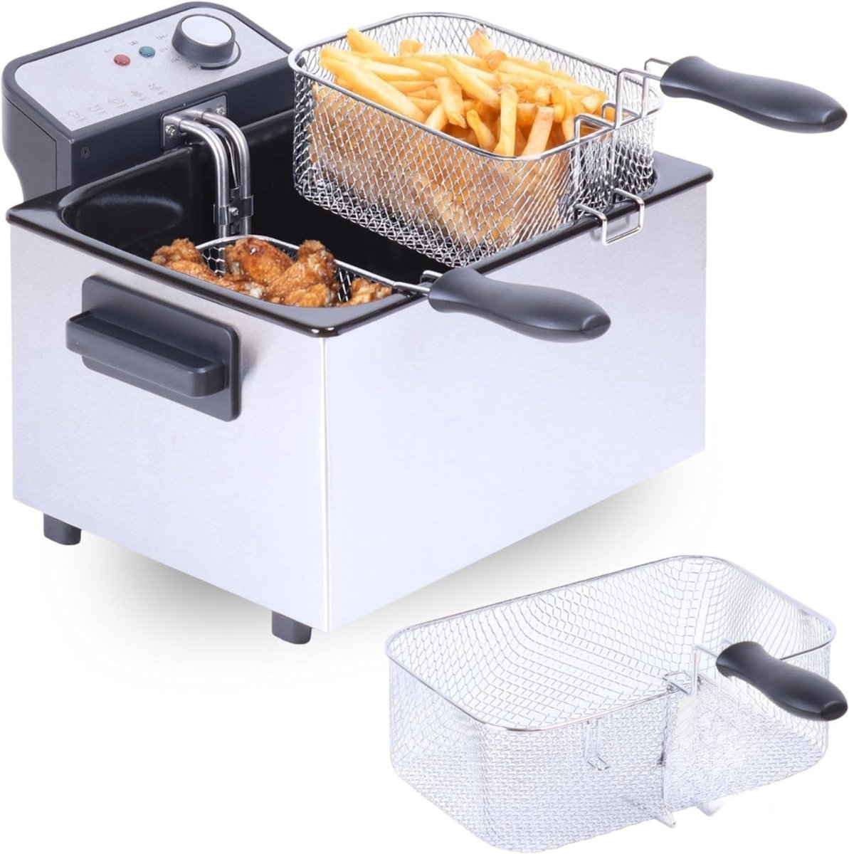 DYNA® Frituurpan 5 liter - Frituurpan - Zilver - 47cm x 36cm x 26cm