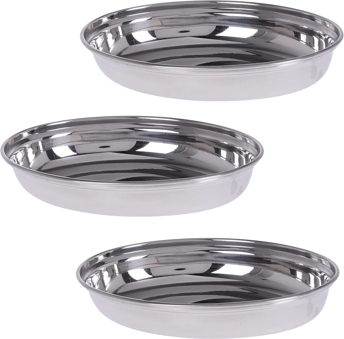 Set van 3 Ovale Roestvrijstalen Schalen - 22 x 16 cm - Stapelbaar en Lichtgewicht