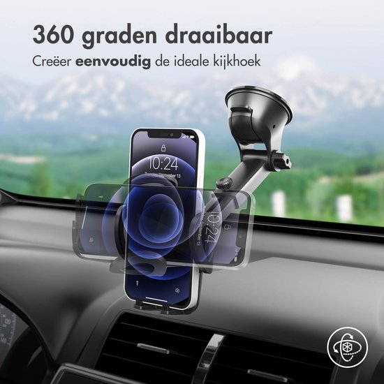 iMoshion Support Téléphone Voiture 2-en-1 avec Ventouse pour Tableau de Bord et Fenêtre - Support Téléphone Portable - Supports de téléphone - Universel et Réglable - Zwart