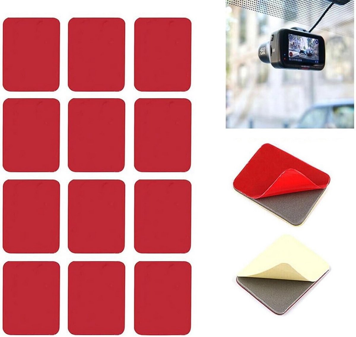 12 Stuks Dubbelzijdige Zelfklevende Pads voor Dashcams en Actie Camera's