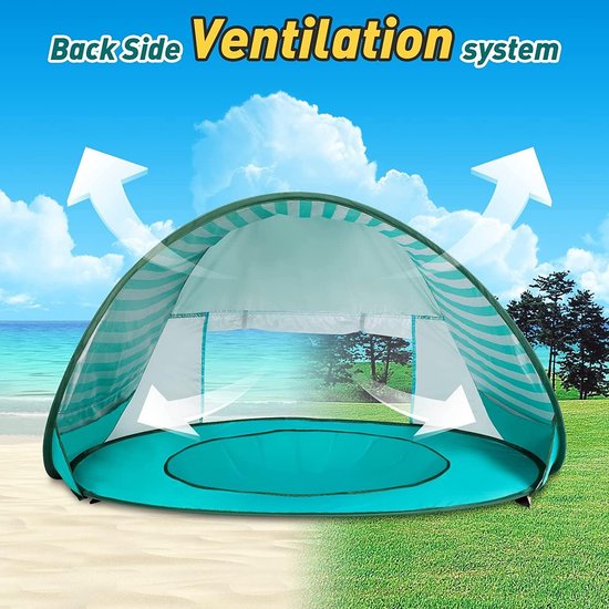 Strandtent uv Bescherming - Strandtent Baby Pop Up - Strandtentje Extra Licht - Strandschelp - Strand Tent - zonnescherm — afbeelding 4