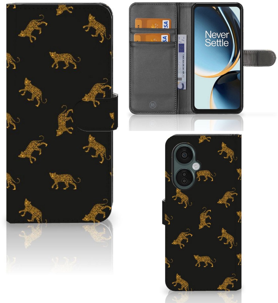 Telefoonhoesje met Pasjes voor OnePlus Nord CE 3 Lite Leopards