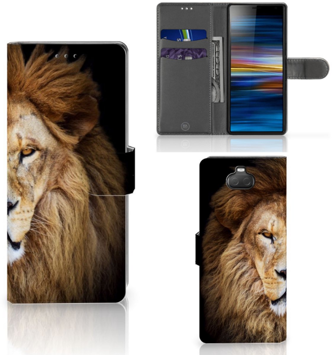 Sony Xperia 10 Telefoonhoesje met Pasjes Leeuw