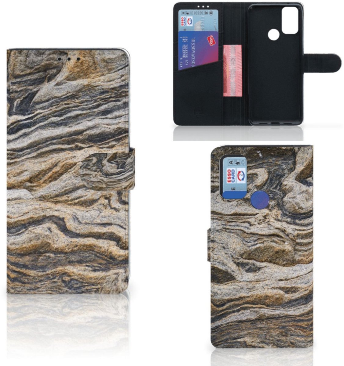 Book Case voor Alcatel 1S (2021) Bookcase Steen