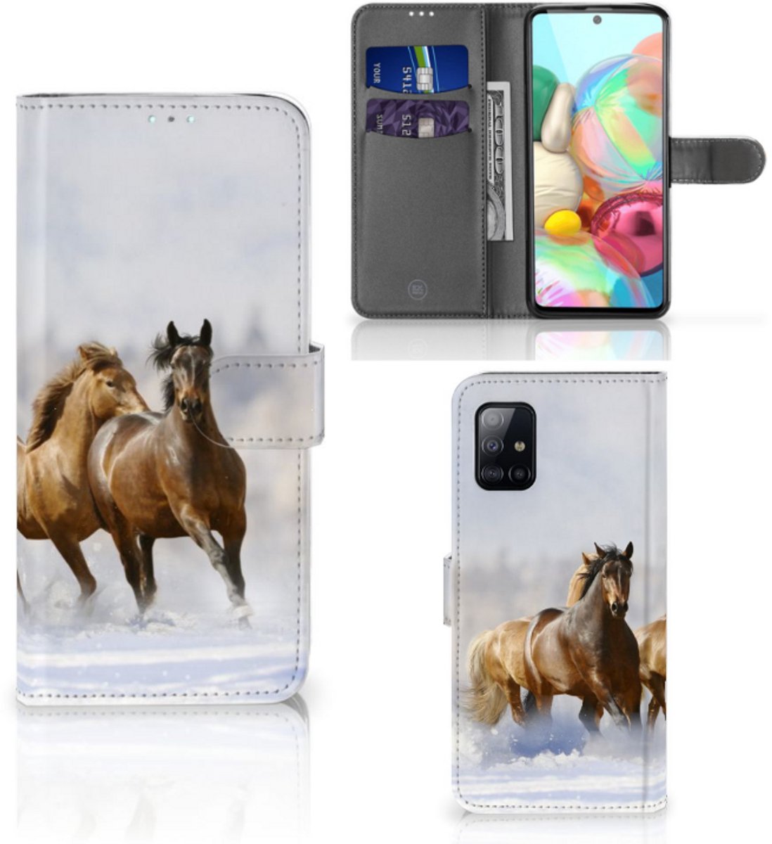 Samsung Galaxy A71 Telefoonhoesje met Pasjes Paarden